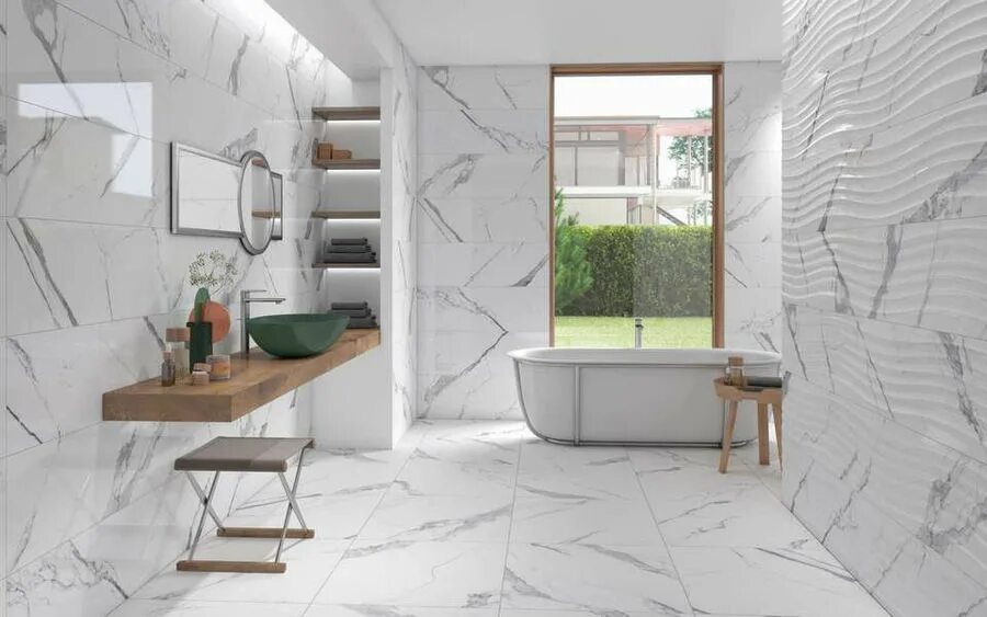 Плитка белый мрамор в интерьере Плитка Royal Tile Statuario Royal Tile (Индия), купить коллекцию плитки Royal Ti