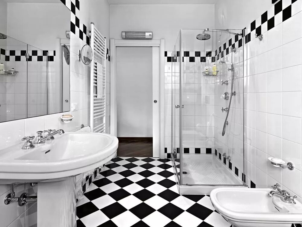 Плитка черно белая фото Pin en Baths and Showers