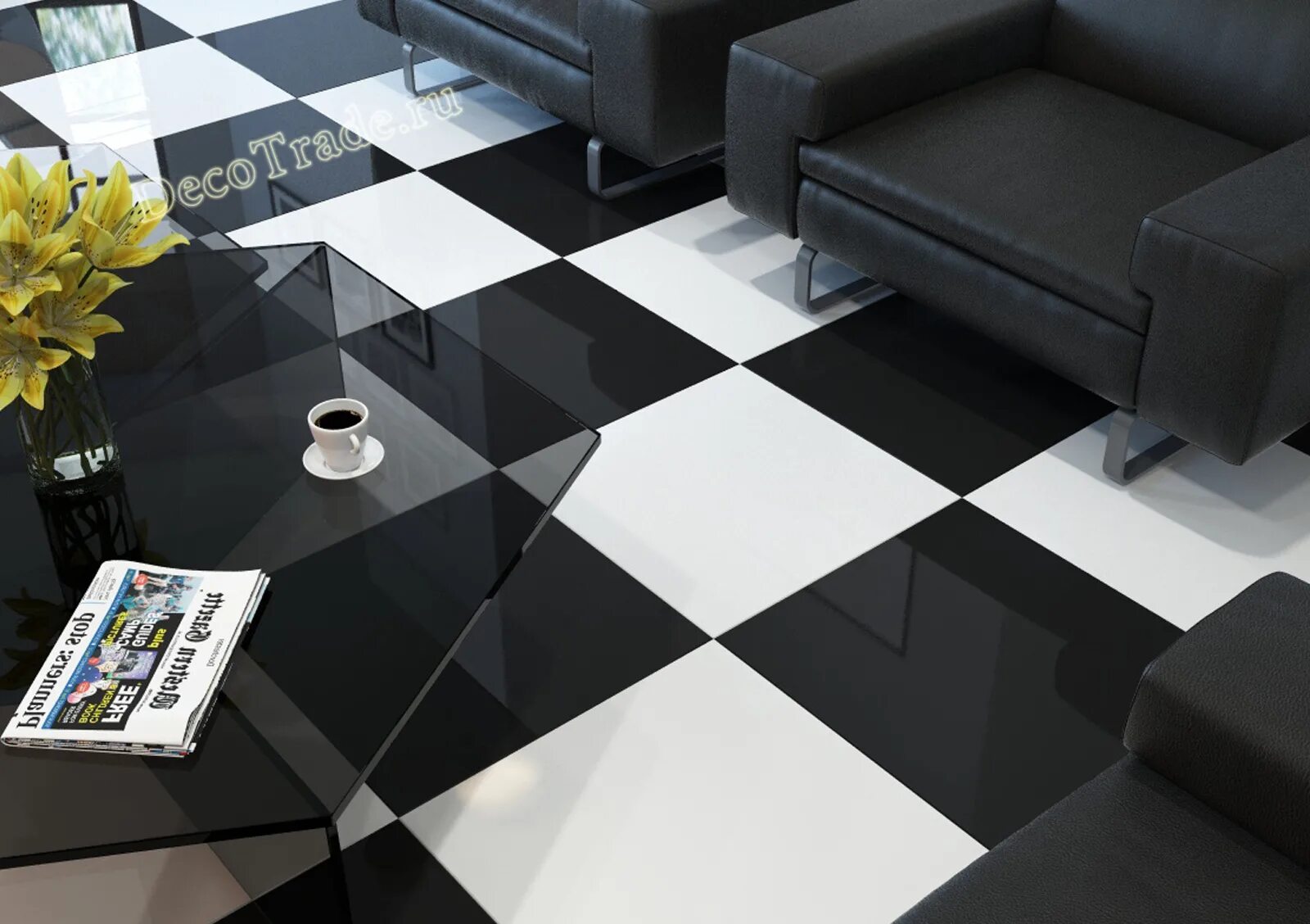 Плитка черно белая фото Плитка Bas Blanco 59 Brillo Rect 59x59, porcelanicos-hdc, Испания - цена, купить
