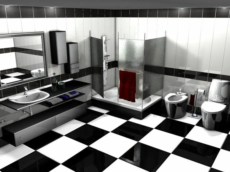 Плитка черно белая фото Design! Bathroom tile designs, White bathroom designs, Black and white tiles bat