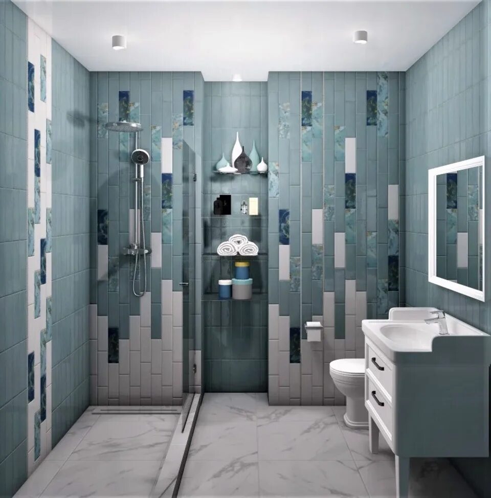 Плитка дарсена в интерьере ванной Bathroom interior made of ceramic tiles (50 Photos)