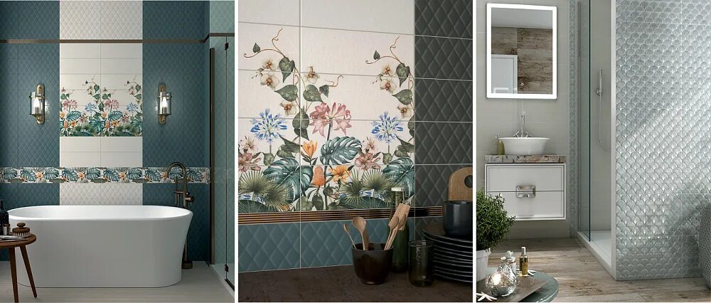 Плитка дарсена в интерьере ванной Керамическая плитка / Россия / Kerama Marazzi / Диагональ 25х75 - интернет-магаз