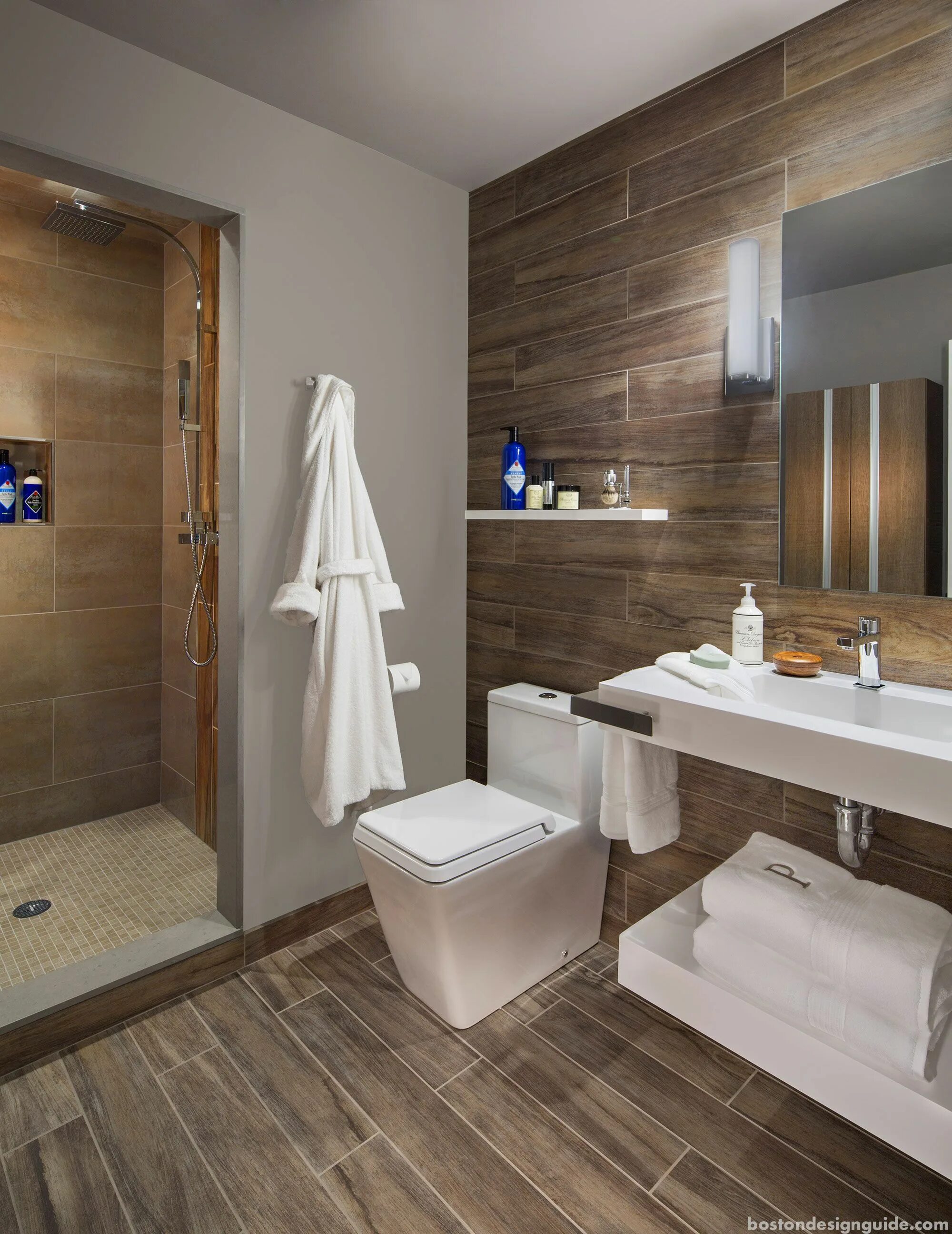 Плитка дерево ванной фото Interior Design by Interiology Design Co. Photography by Jared Kuzia Bathroom de