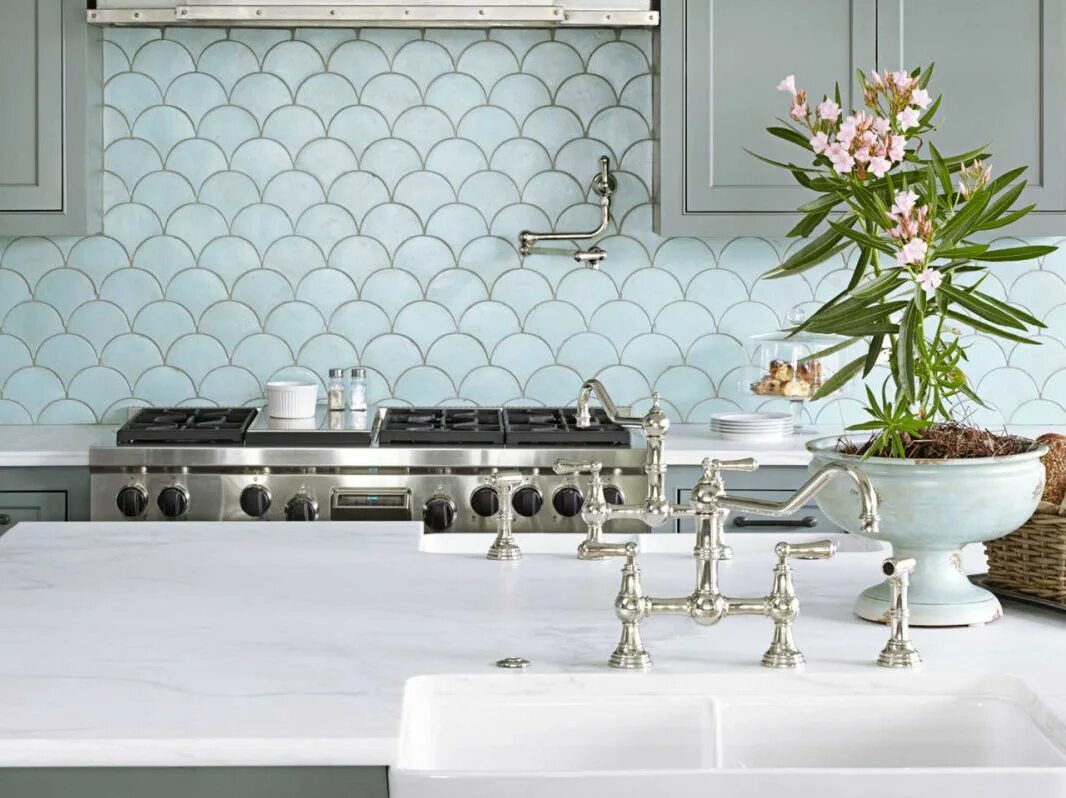 Плитка для фартука фото дизайн Le carrelage écaille, rétro chic Carrelage salle de bain, Carrelage crédence cui