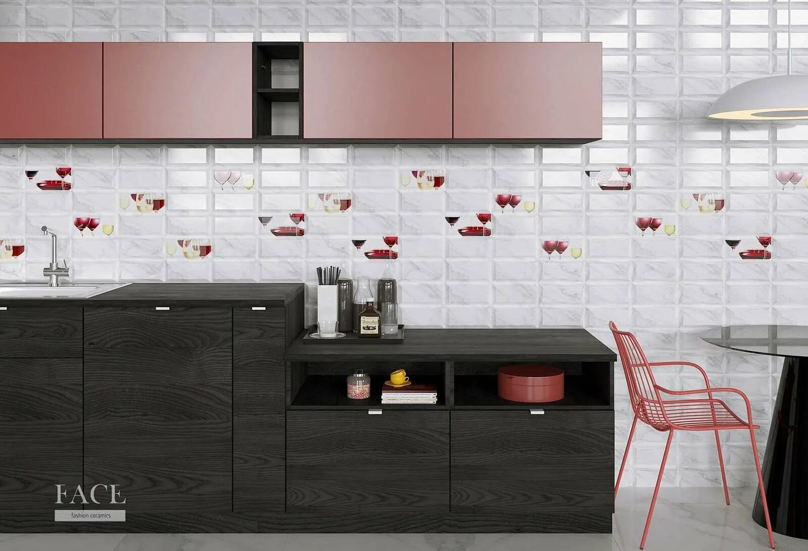 Плитка для кухни каталог фото цены Купить Face Red & White по цене от 1199 руб в Краснодаре Плитка для кухни Фейс Р
