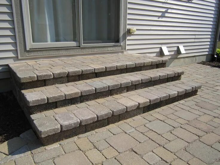 Плитка для порога на улице фото paver patio stairs with landing Patio stairs, Brick patios, Paver patio