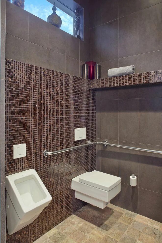Плитка для санузла фото Astonishing Fish Scale Tile interior Designs with Marble Vanity and Stainless St