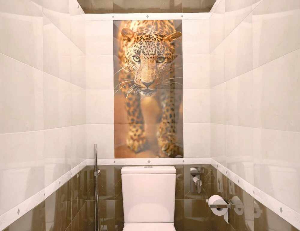 Плитка для туалета фото с рисунком Керамическое панно из 4 плиток, серия Leopard Leopard S/4 SW9LEO21 996*500