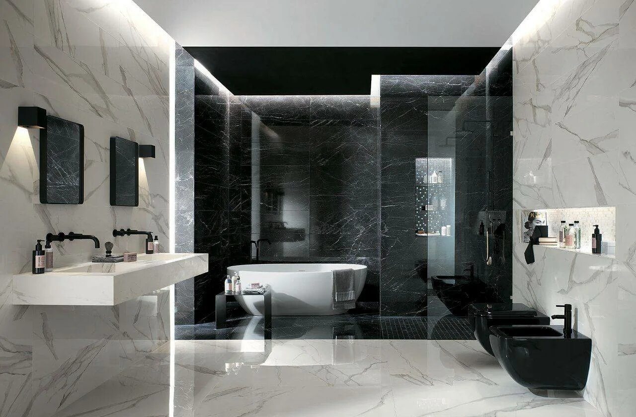 Плитка для ванной комнаты дизайн проекты Керамическая плитка FAP Ceramiche Roma Classic fNXZ Nero Reale Brillante 30.5x91