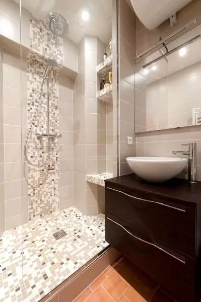 Плитка для ванной маленькой площади фото Idee Douche Italienne Beau Douche Italienne Grise Les 64 Meilleures Du Tableau S