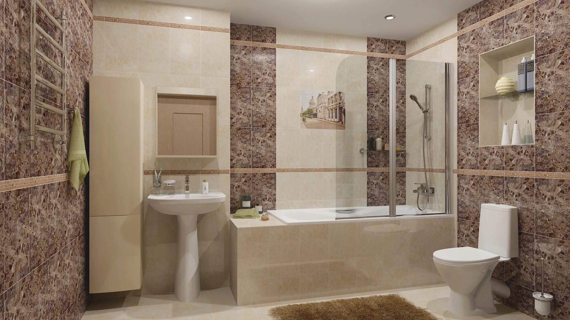 Плитка для ванны в спб фото Дизайн-проект из плитки и керамогранита Ceramica Classic Marche - интернет-магаз