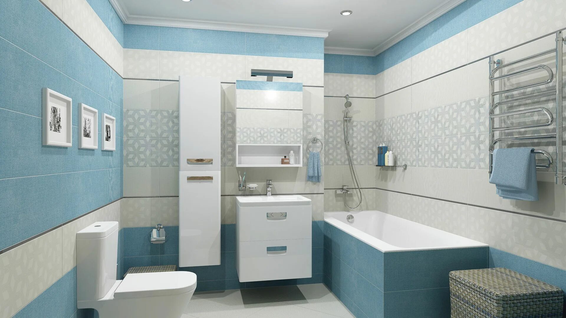 Плитка голубого цвета фото 222 руб/м2 Бордюр металл Metal silver satin border 01 12х750 - Керамическая плит