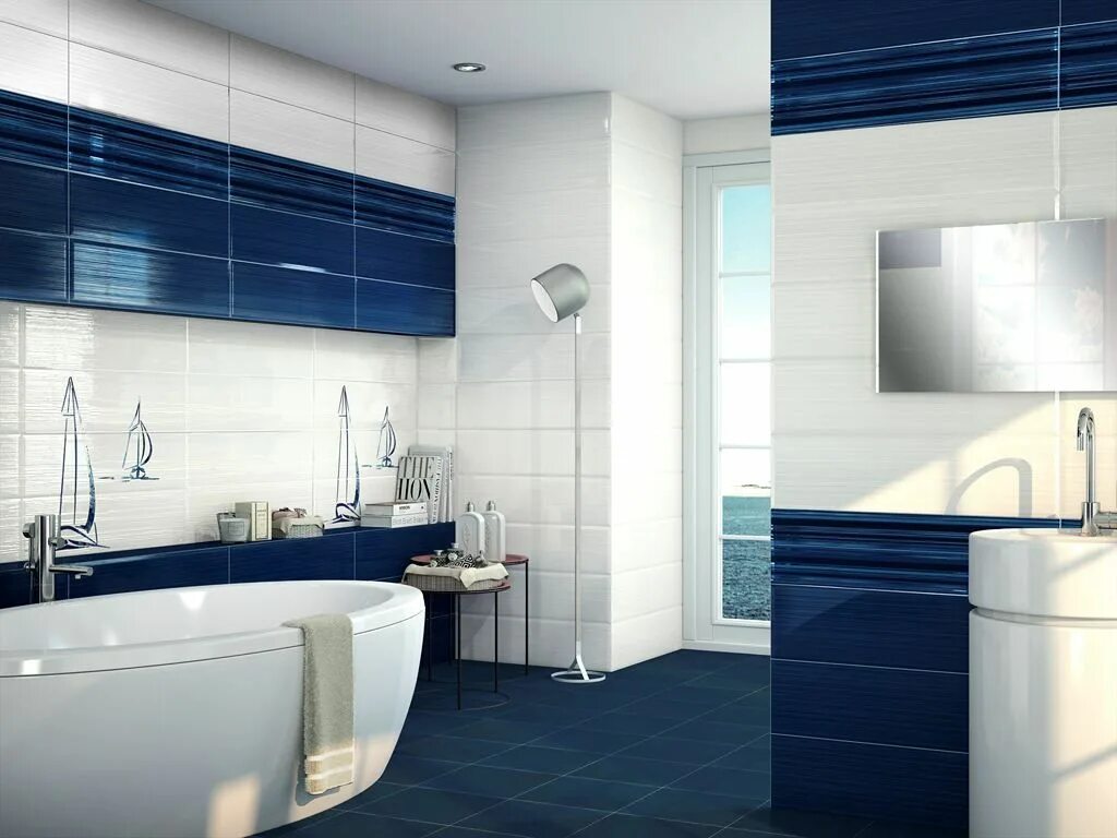 Плитка голубого цвета фото Синяя плитка Lighted bathroom mirror, Bathroom mirror, Bathroom lighting