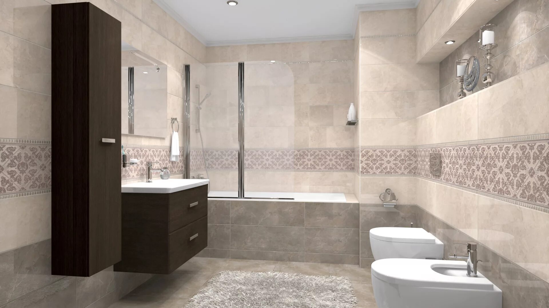 Плитка город фото Дизайн-проект из плитки и керамогранита Kerama Marazzi Розовый город 2 - интерне