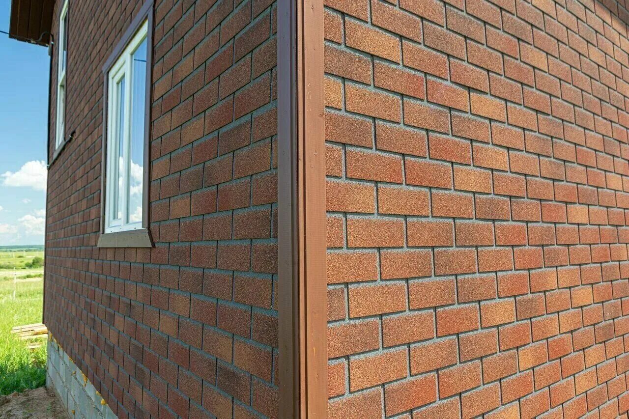 Плитка хауберк фото Технониколь HAUBERK Терракотовый кирпич, фасадная плитка 2 м2 - купить в интерне