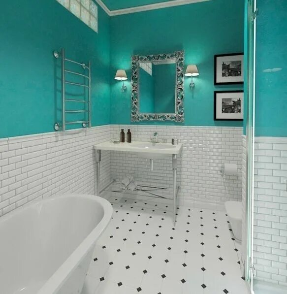 Плитка и краска в ванной фото Pin by Ляля Денисова on Ванная Corner bathtub, Home, Clawfoot bathtub