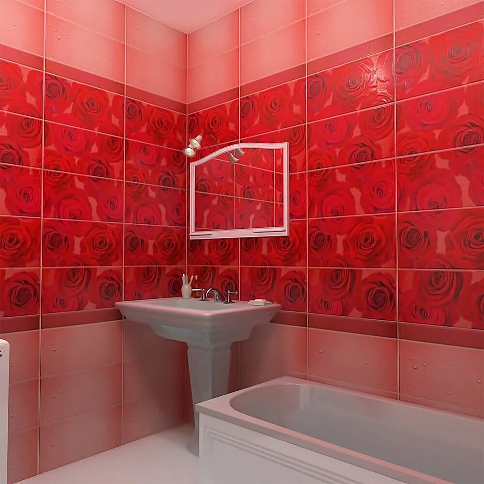 Плитка и панели фото Панели ПВХ 3D "Красные цветы" 8*250*2700мм