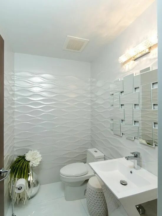 Плитка и панели в ванной фото Home Improvement Archives #modernpowderrooms Modern Powder Room with Daltile Gal