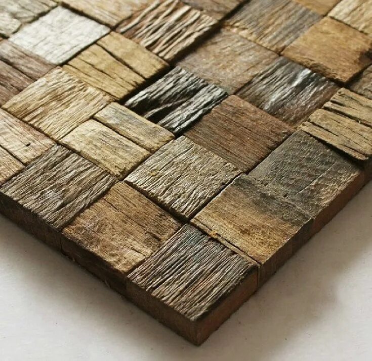 Плитка из дерева фото Natural Wood Mosaic Tile Rustic Wood Wall Tiles NWMT002 Kitchen Backsplash Wood 