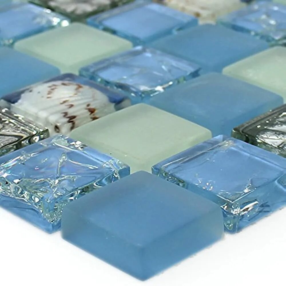 Плитка из стекла фото Купить стеклянная плитка Mosafil Glas Mosaik Fliesen Muschel Blau Mix Artikel a5