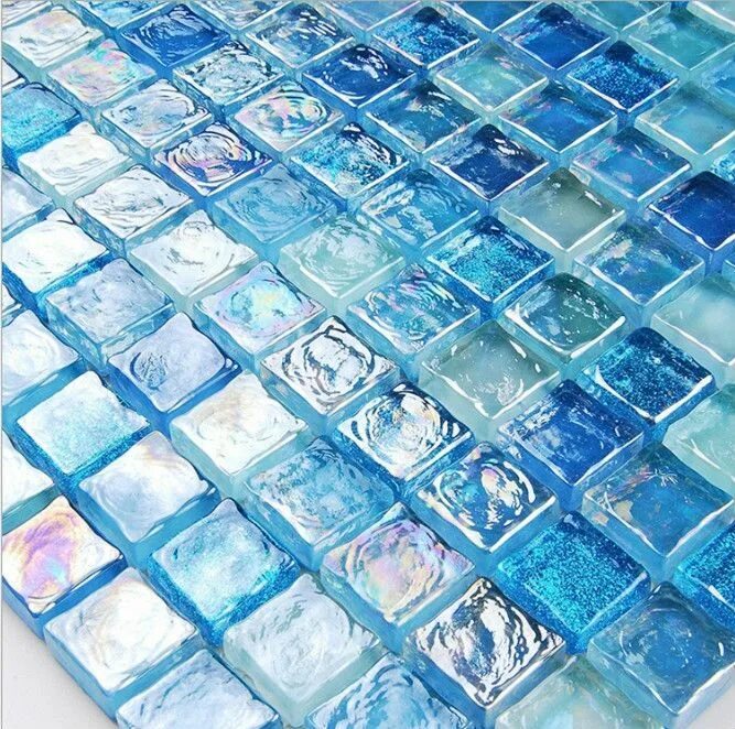 Плитка из стекла фото Free shipping glaze crystal glass mosaic tile blue mosaic for bathroom wall bord