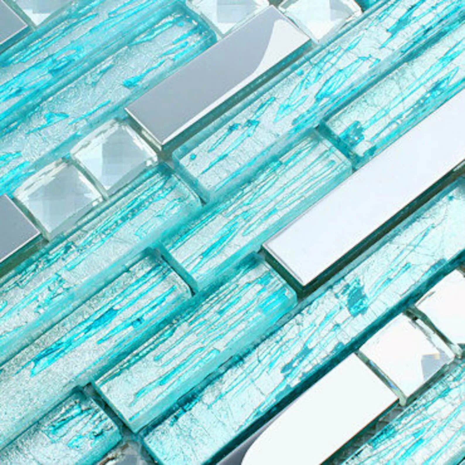 Плитка из стекла фото Бирюзовое стекло и металл Backsplash плитка H20-12.2 Etsy
