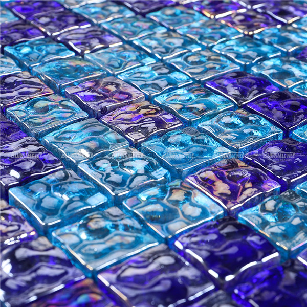Плитка из стекла фото Iridescent стеклянная плитка G'OF1001, синий радужный стеклянный бассейн плитка,