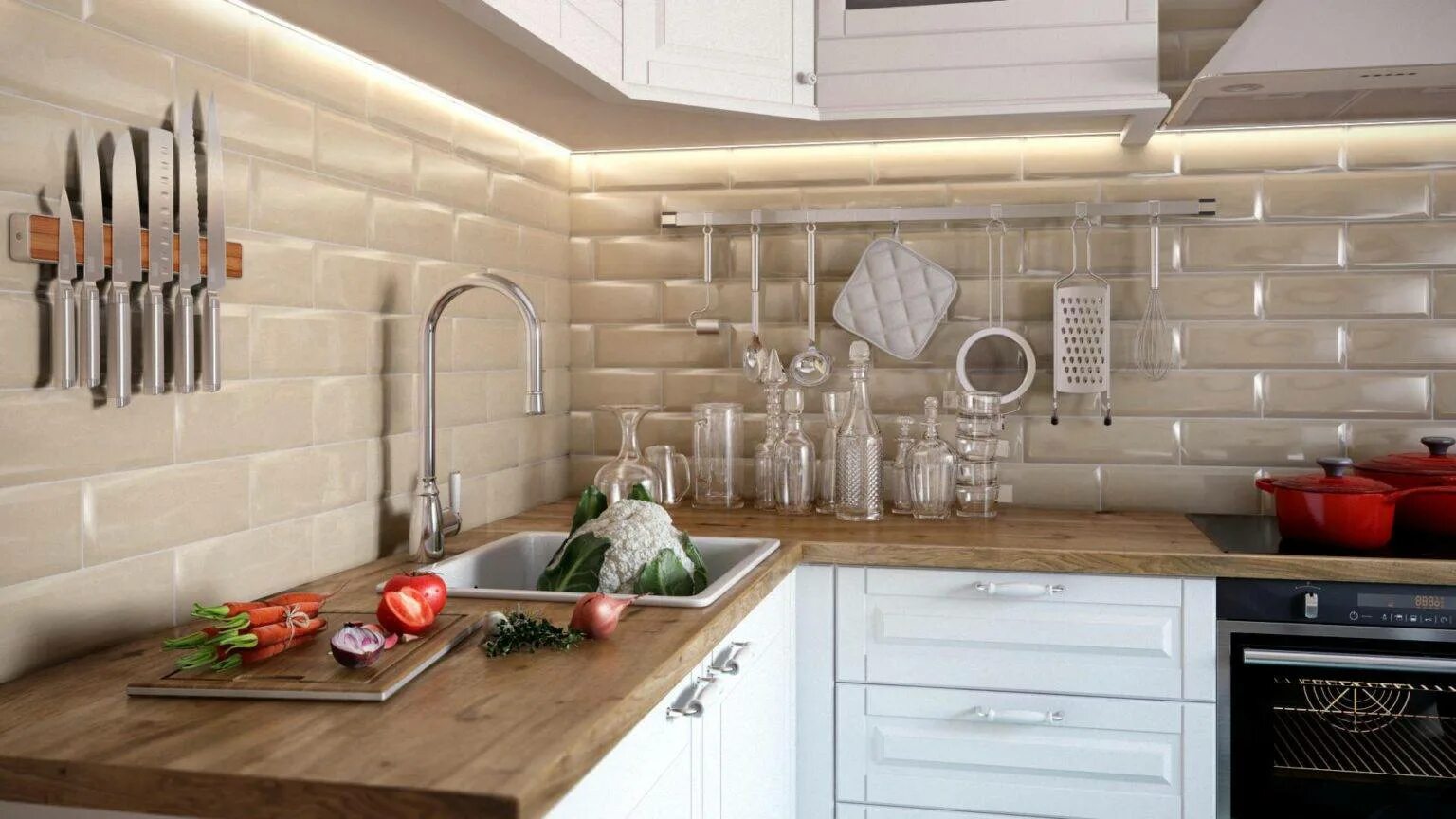 Плитка кабанчик в интерьере кухни фото Кухонный фартук без плитки