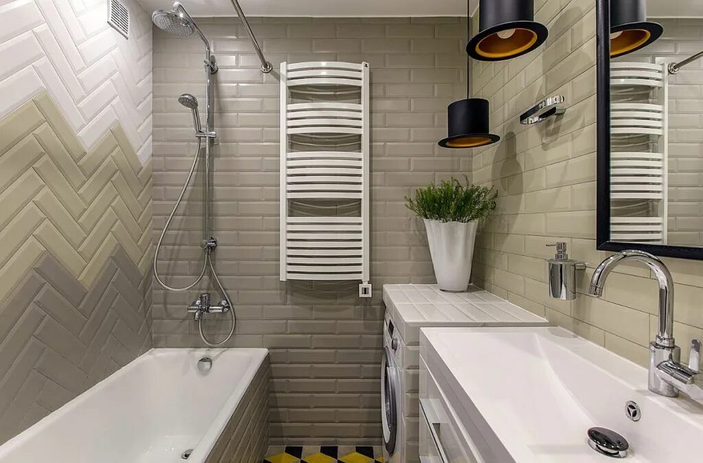 Плитка кабанчик в ванной дизайн Apartament de 2 camere pentru cinci persoane Adela Pârvu - Interior design blogg
