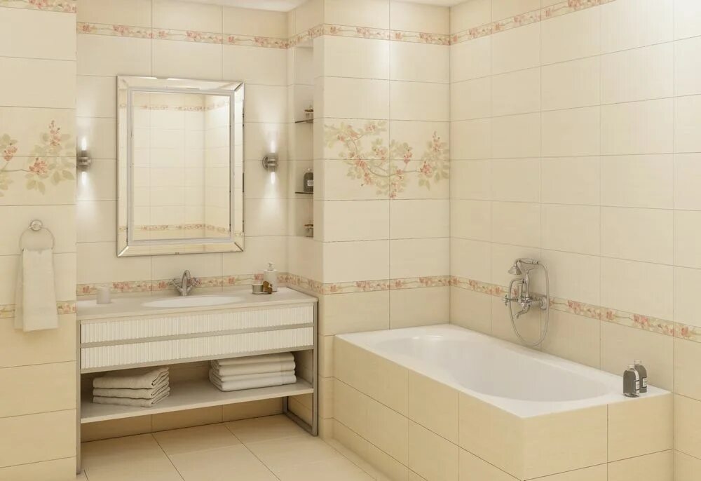 Плитка кафель фото Плитка керамическая Estera 1045-0196 д/стен верх св-беж 1сорт 25*45см (1.46м2/13