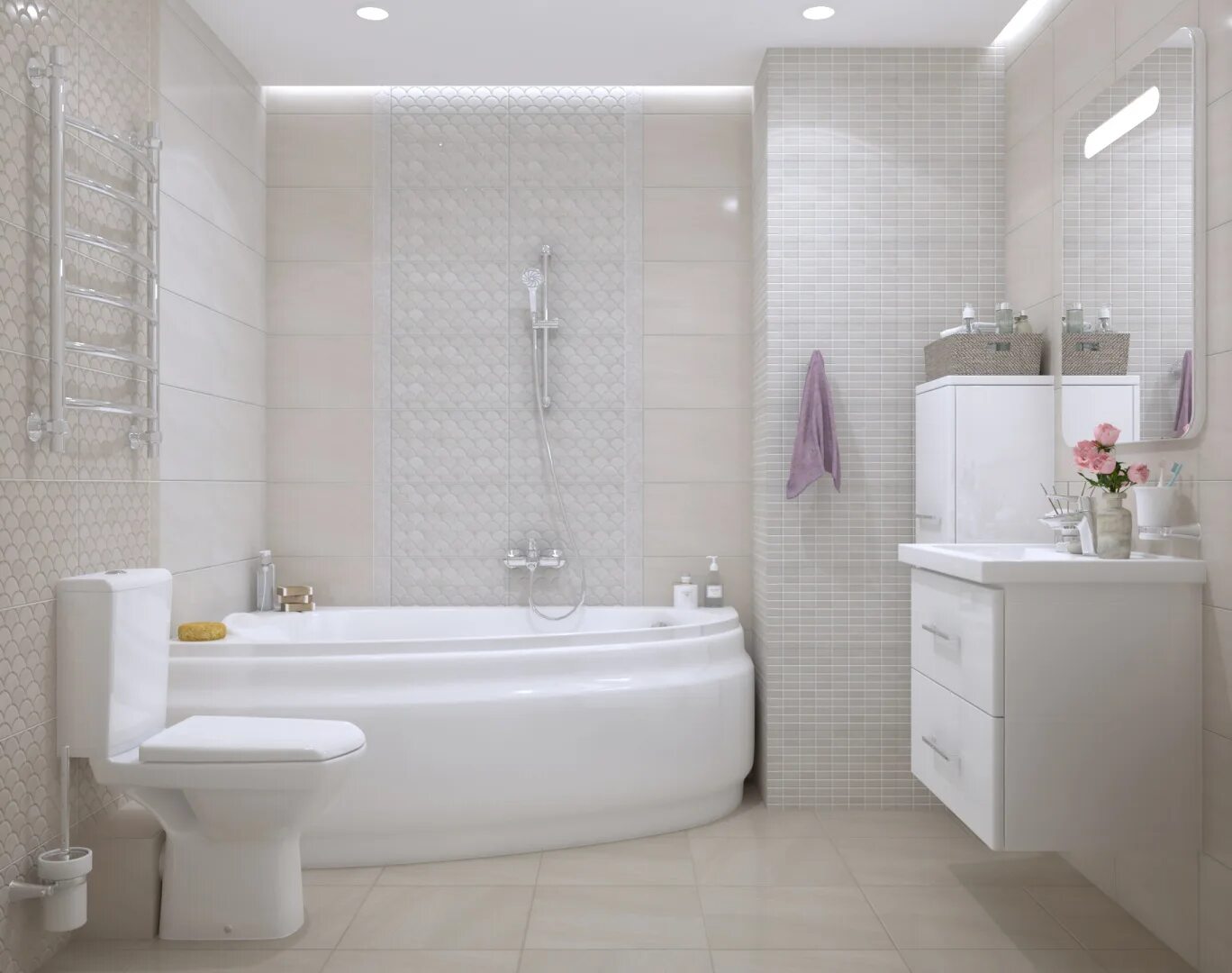 Плитка керама для ванной фото Дизайн-проект из плитки и керамогранита Kerama Marazzi Сияние - интернет-магазин