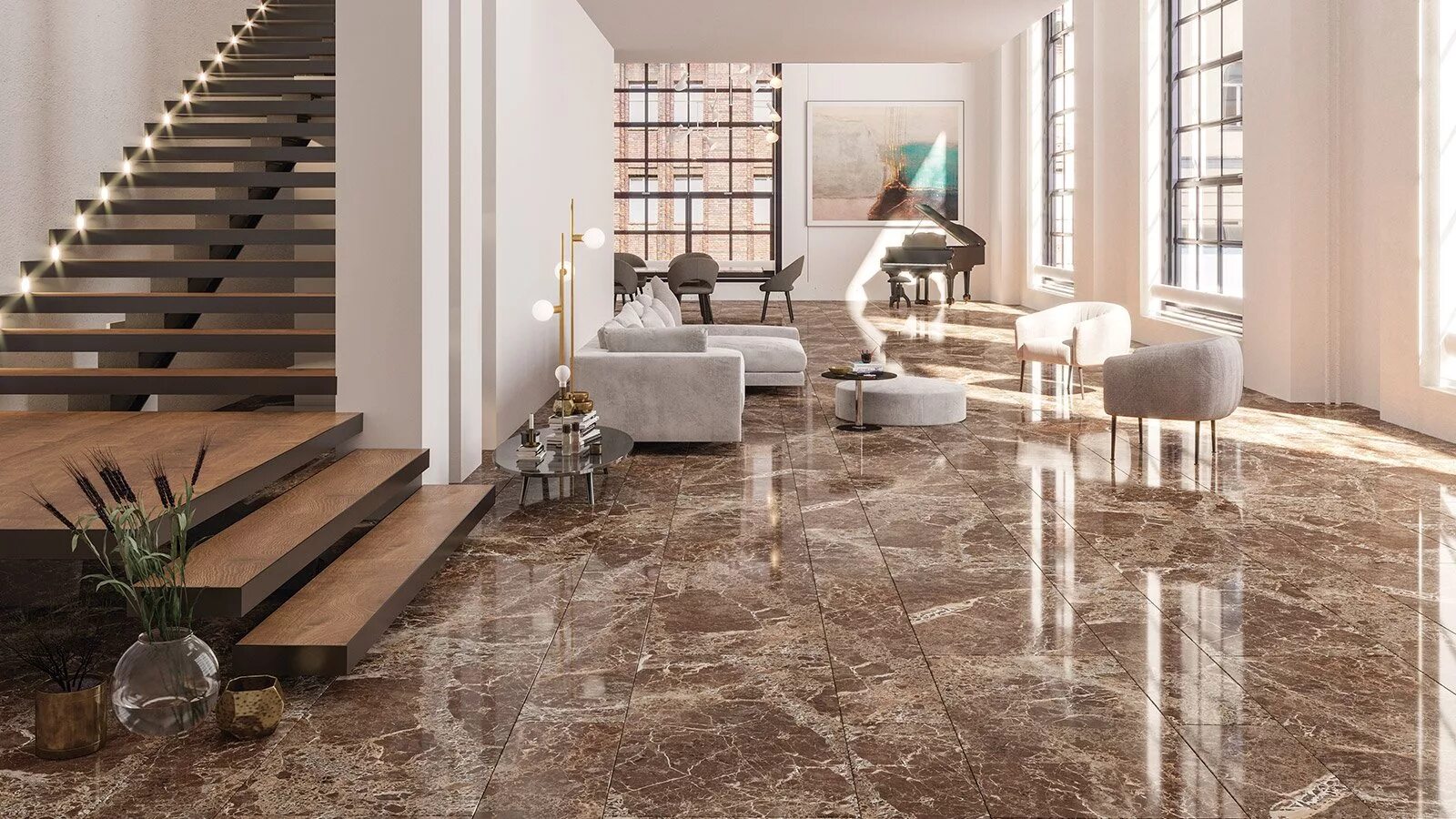 Плитка керамогранит фото интерьера Турецкая плитка QUA Granite Emperador Eclipse купить по лучшей цене в Москве - К