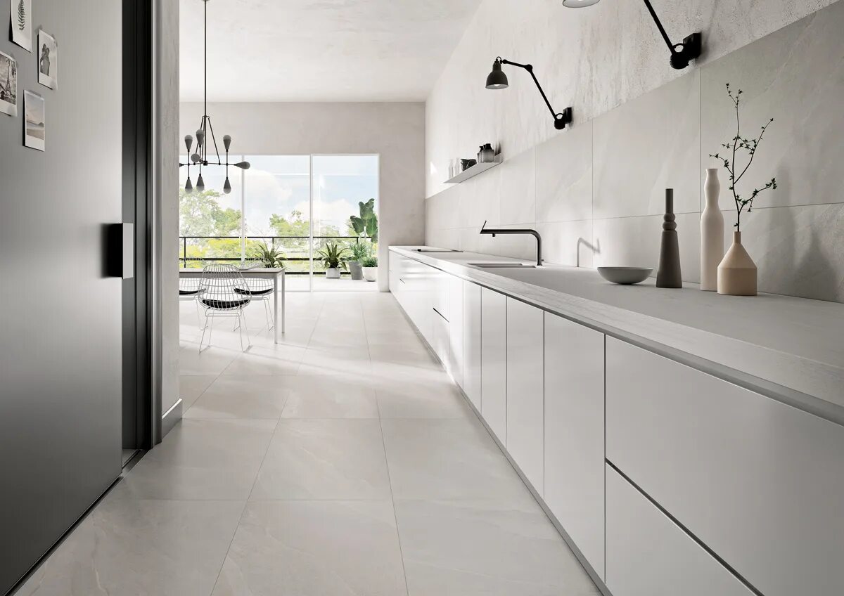 Плитка керамогранит на кухне фото Bibury Beige Pulido Rect 120x120 Alaplana - Керамогранит Алаплана Бибури Беж Пул