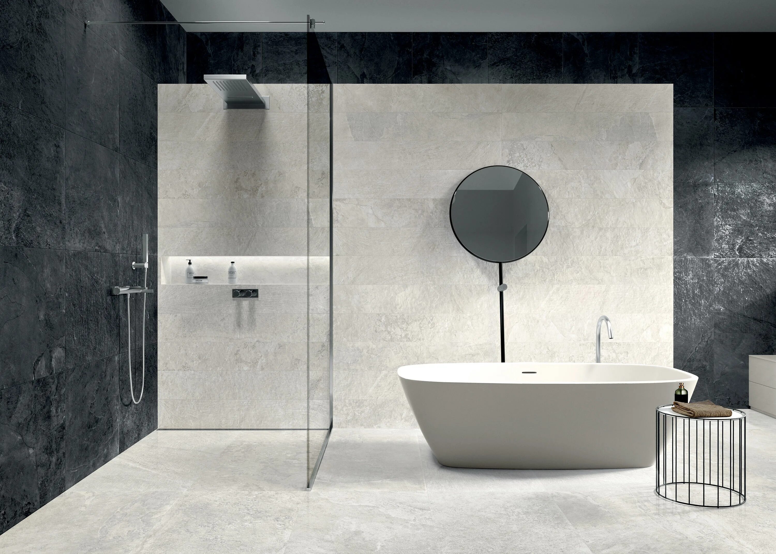 Плитка керамогранит в ванной фото Blackboard liscia diagonale ash Architonic