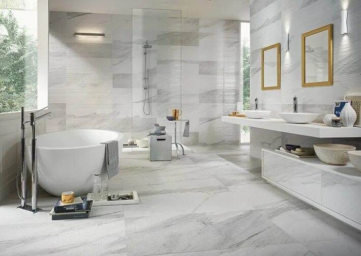 Плитка керамогранит в ванную комнату фото White Experience Wall Impronta - Керамогранит и плитка в каталоге Артисан
