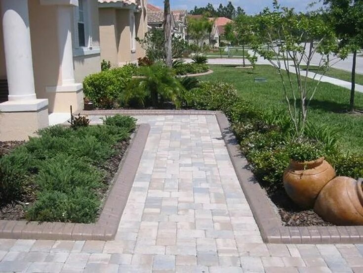 Плитка клумбы фото 99 Relaxing Front Sidewalk Landscaping Ideas Sidewalk landscaping, Front landsca