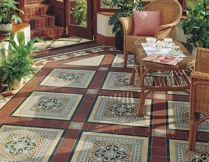 Плитка ковер фото Love this patio! Victorian tiles, Victorian floor tiles, Geometric floor