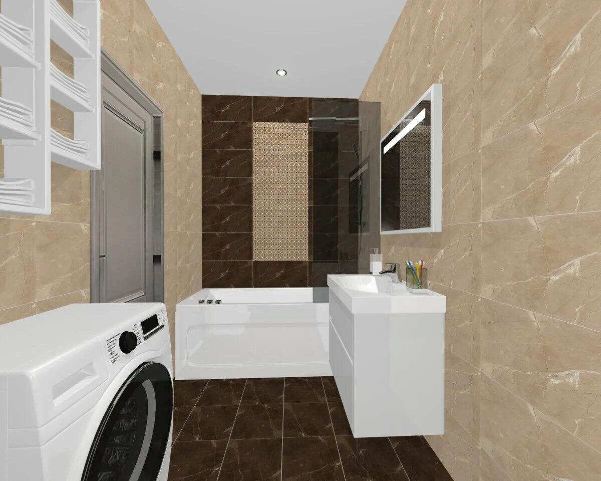 Плитка куба в интерьере ванной Mumbai Coffee 30x30 Cube Ceramica - Плитка Куб Керамика Мумбай Кофе коричневый к