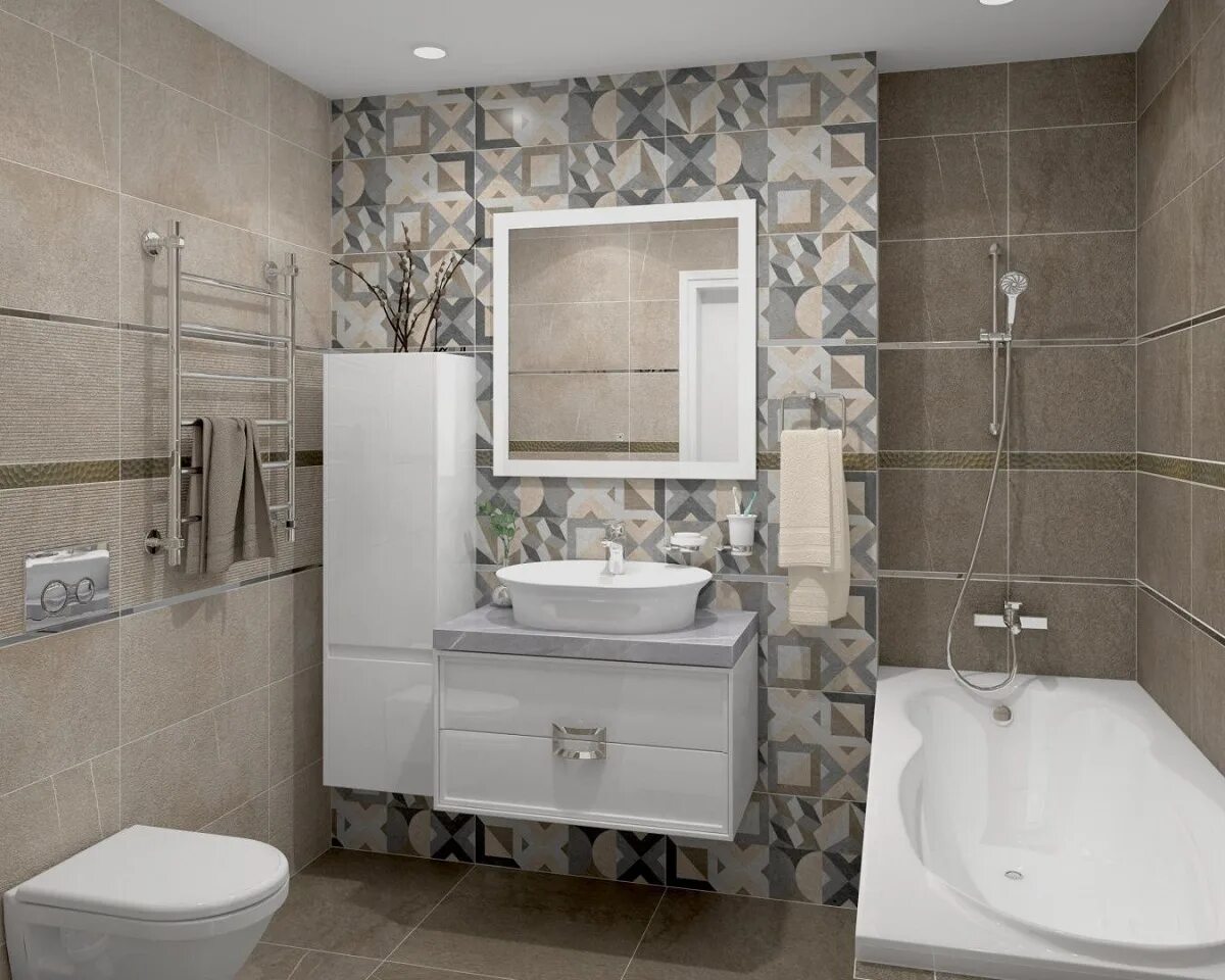 Плитка куба в интерьере ванной Керамогранит Vitra Napoli - купить в Москве с доставкой по низкой цене