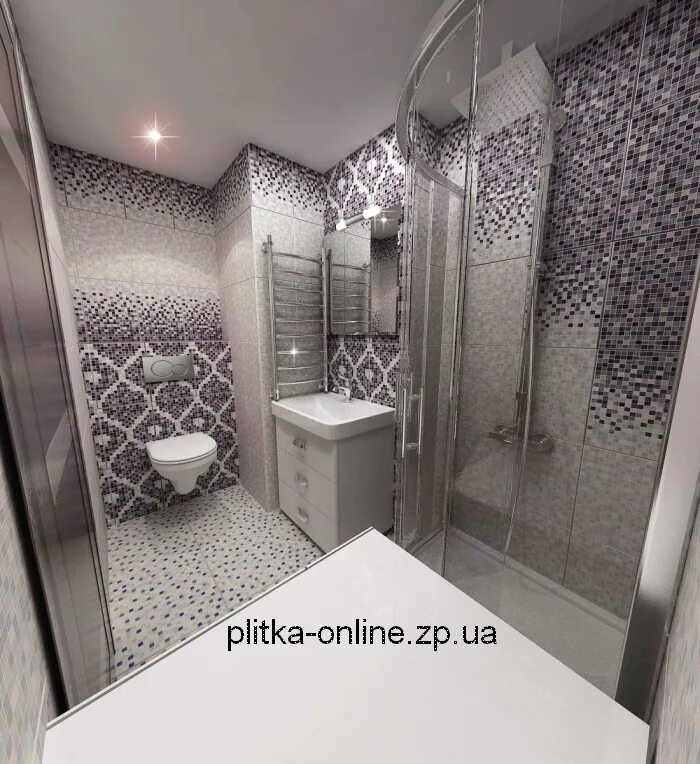 Плитка лейла серая в интерьере ванной Glamur 275x400-плитка Гламур имитирует мозаику, свежий антураж!