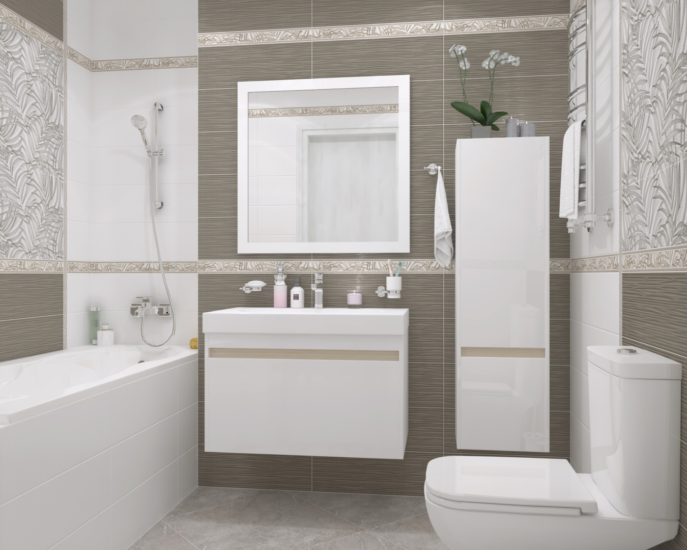 Плитка лоренс в интерьере ванной Дизайн-проект из плитки и керамогранита Alma Ceramica Vilona - интернет-магазин 