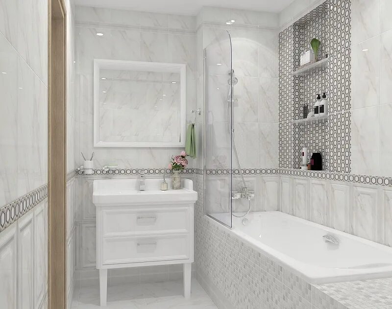 Плитка марацци фото Плитка настенная 6357 Гран Пале белый панель 25*40*8 (9шт/0,9м2), м2 купить в Ко