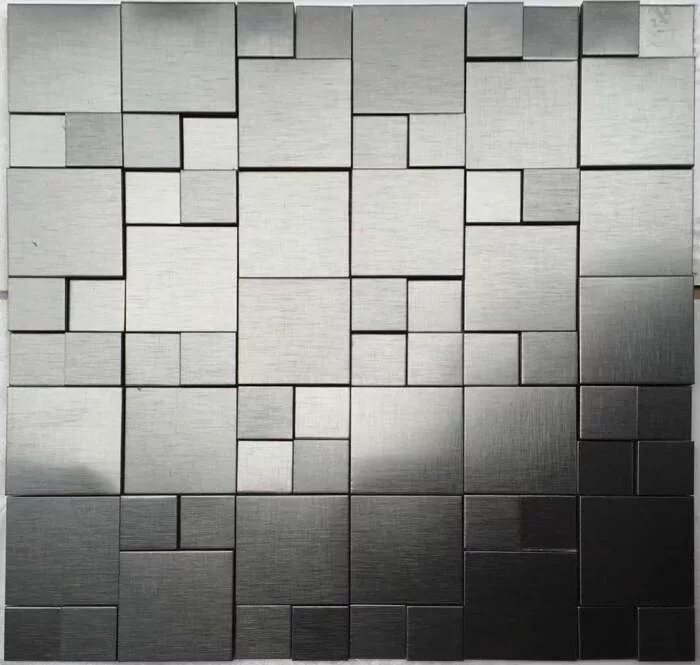 Плитка металла фото black square aluminum mosaic JZL-A04