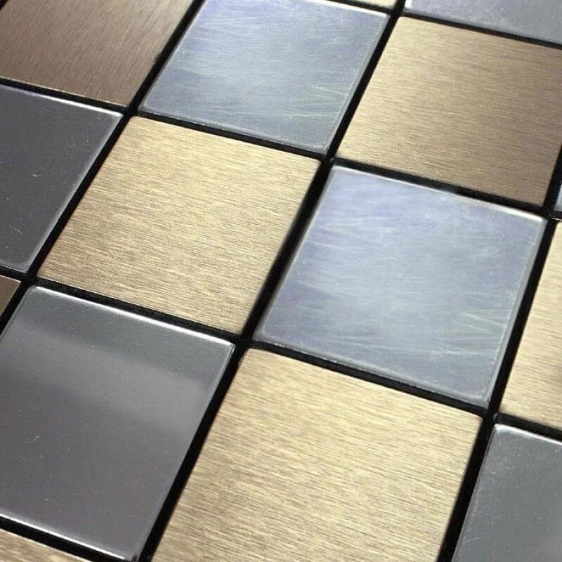 Плитка металла фото Metal Tile Backsplash Kitchen Stainless Steel Tiles Square Metallic Mosaic Brush