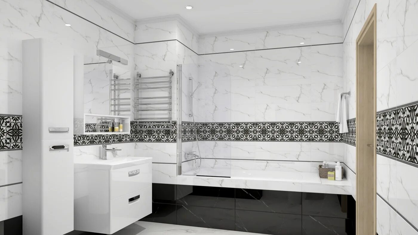 Плитка микс в интерьере в ванной Urban (Урбан) 60*60, Steppe Ceramics - купить оптом плитку в интернет-магазине в