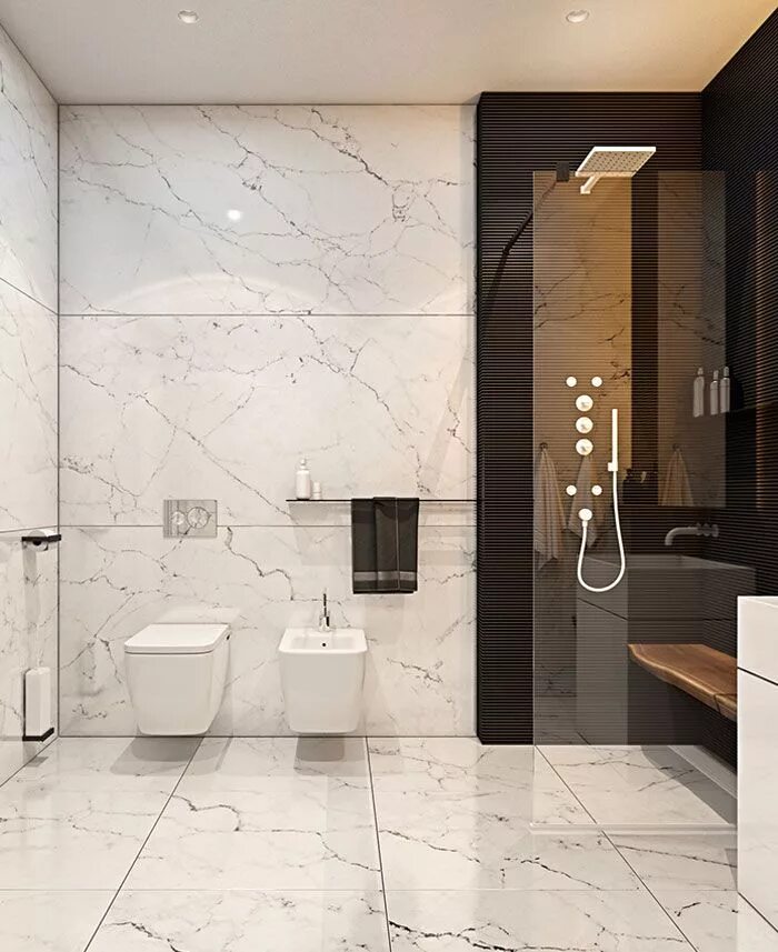 Плитка модные тенденции Cozy Apartment in Kiev Center by Diff.Studio Bathroom inspiration modern, Bathro