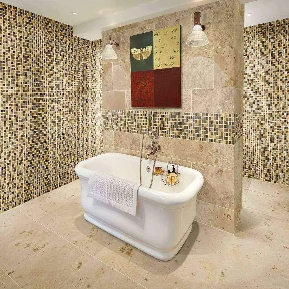 Плитка мозаика дизайн ванн фото The color-strip glass mosaic tile series can make a dramatic statement in any ki