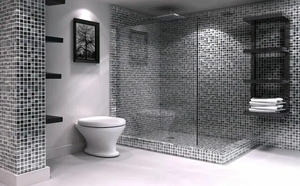 Плитка мозаика в интерьере ванной Black and white bathroom design inspiration - Vancouver tile Bathroom design bla