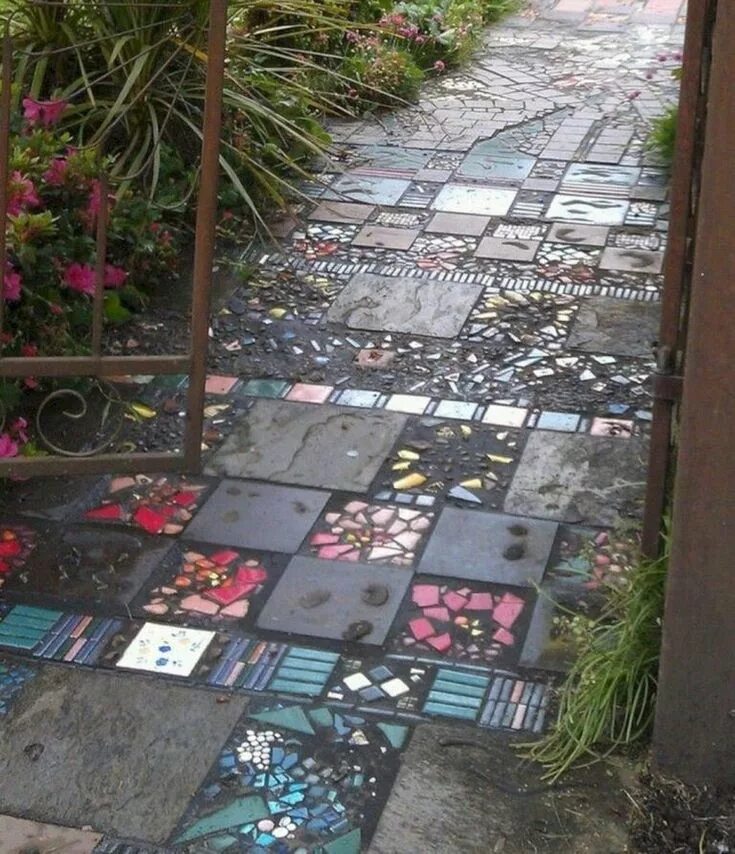 Плитка на даче своими руками 30 Best DIY Concrete Garden With Mosaics Ideas 5 Jardines, Senderos de jardín, P