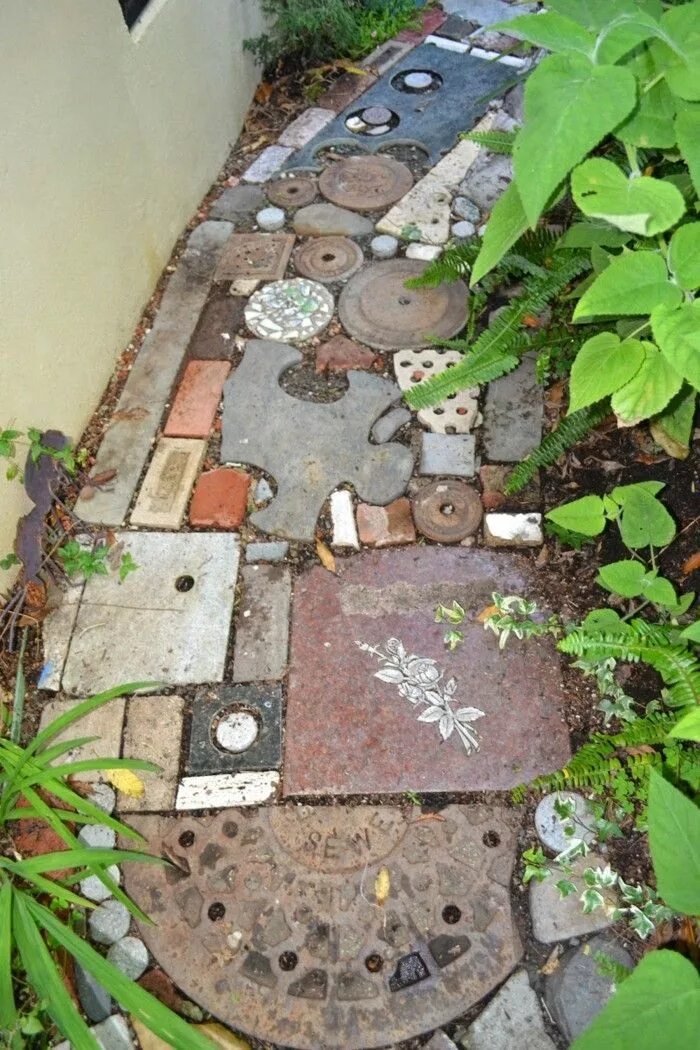 Плитка на даче своими руками 42 kreative Upcycling Ideen, wie man den eigenen Gartenweg anlegen kann Garden w